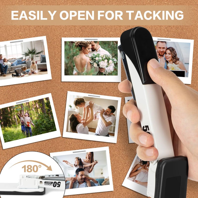 Deli Stapler Heavy Duty, Full Strip Staplers for Desk with 2000 Staples and Staple Remover, 50 Sheet Capacity, No Jam, Non-Slip Office Stapler with Staples for Office, Classroom, White - Image 5